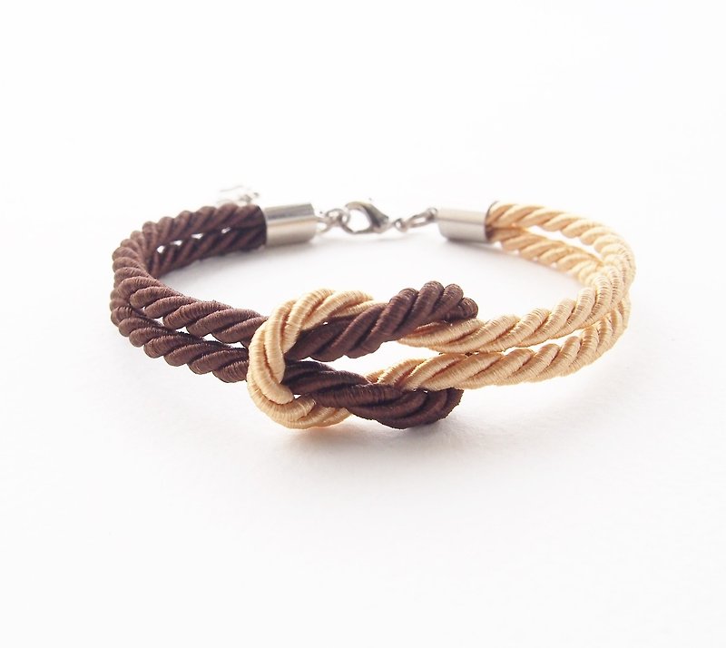 Dark brown / light gold knot bracelet. - 手链/手环 - 其他材质 多色