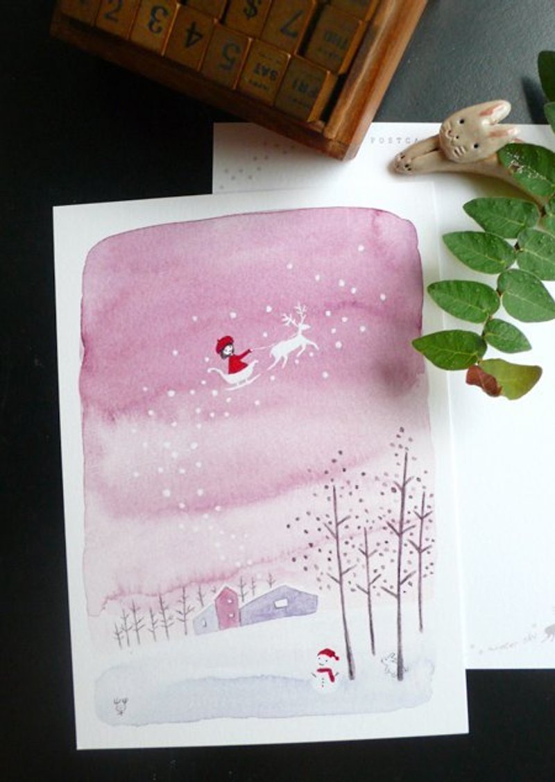 冬之天空/鹿儿在奔跑 明信片 - 卡片/明信片 - 纸 紫色