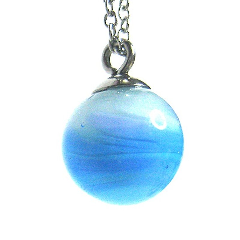 玻璃 锁骨链 蓝色 - 星球系列 天王星 琉璃珠项链