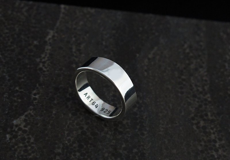 纯银 其他 银色 - 订制戒指-手工厚版素戒 平面8mm 纯银戒指