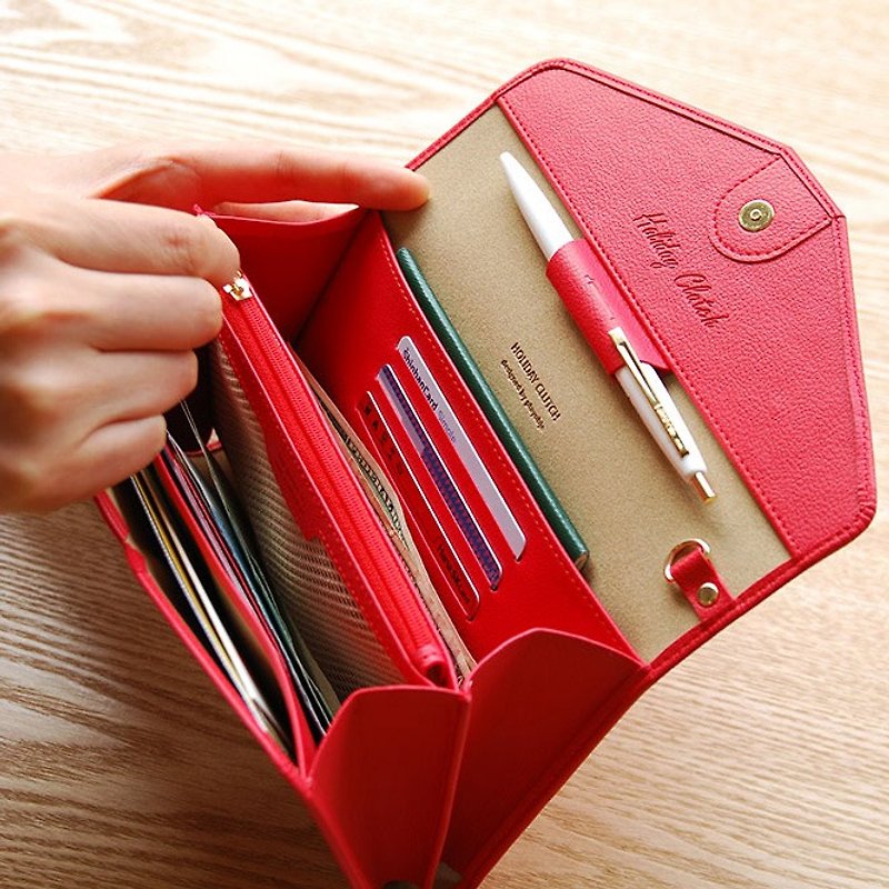 PLEPIC-旅程假期护照手拿皮夹-覆盆莓红,POJ92030 - 皮夹/钱包 - 人造皮革 红色