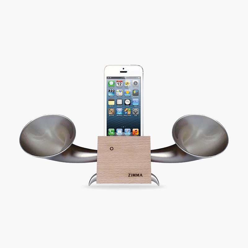 百货福利品!ZIMMA-立体双声道免提器山毛(四色)iPhone SE以下机种 - 扩音器/喇叭 - 木头 咖啡色