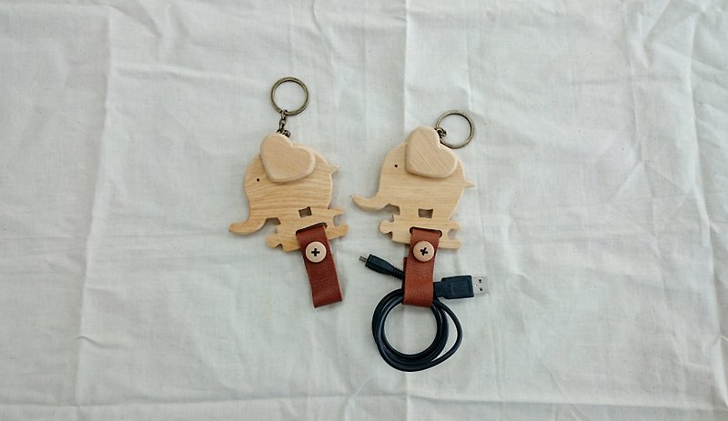 大象集线钥匙圈 - 钥匙链/钥匙包 - 木头 多色