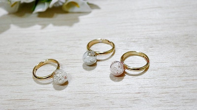 <南沙的砂>－创意玻璃球纪念戒指－ - 戒指 - 其他金属 白色