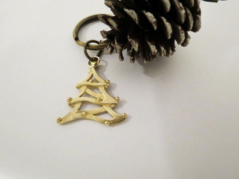 其他金属 钥匙链/钥匙包 金色 - 圣诞树钥匙圈 (黄铜钥匙圈 圣诞礼物 交换礼物)