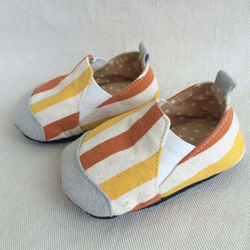Va手工童鞋系列 夏日橘条纹个性软硬底鞋 - 童装鞋 - 其他材质 多色