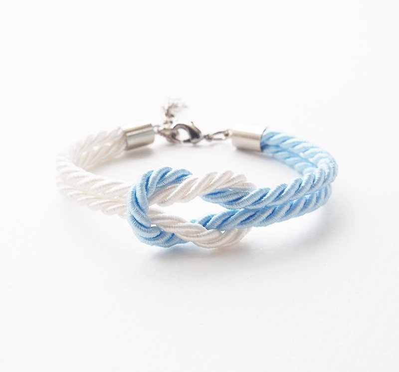 White and blue marine bracelet - tie the knot bracelet. - 手链/手环 - 其他材质 白色