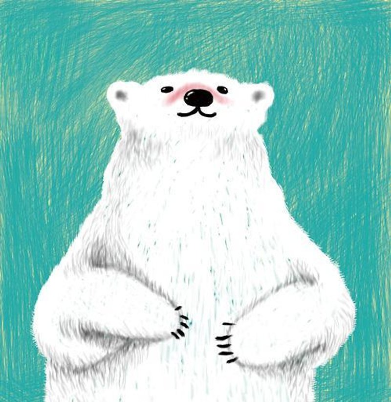 动物园 |  大白熊  手绘 插画 抱枕套 (不包含枕心) 入厝礼物 - 枕头/抱枕 - 棉．麻 蓝色