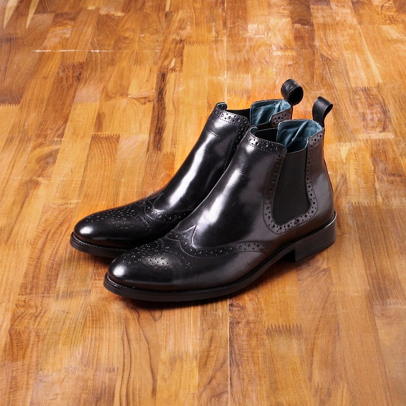 Vanger 优雅美型·绅士经典却尔西靴 Va181经典黑 - 男款靴子 - 真皮 黑色