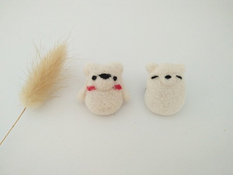 miniyue 羊毛毡 北极熊胸针/别针 台湾制造 全手工 - 胸针 - 羊毛 白色