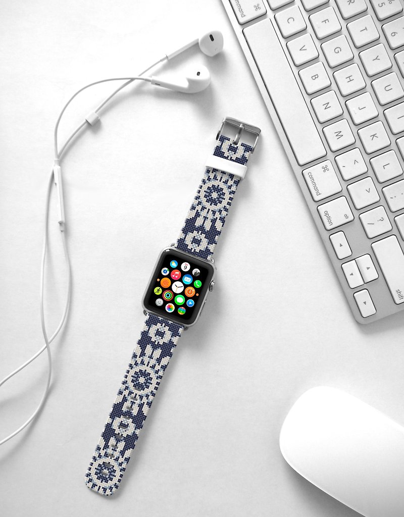 Apple Watch Series 1 , Series 2, Series 3 - Apple Watch 真皮手表带，适用于Apple Watch 及 Apple Watch Sport - Freshion 香港原创设计师品牌 - 马赛克碎花图案 29 - 表带 - 真皮 