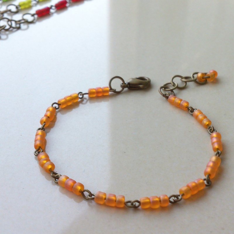 黄铜日本珠手链～橘子熟了 - 手链/手环 - 其他材质 橘色