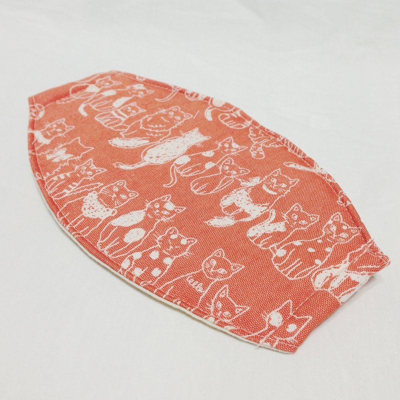 ::浏海树:: 冬季铺棉口罩＿橘粉猫咪 - 口罩 - 其他材质 橘色