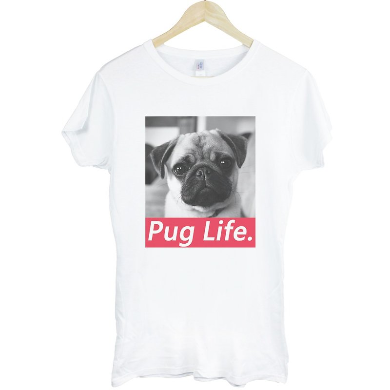 PUG LIFE#2 女生短袖T恤-2色 巴哥 哈巴狗 狗 犬 动物 文青 艺术 设计 时髦 文字 时尚 - 女装 T 恤 - 其他材质 多色