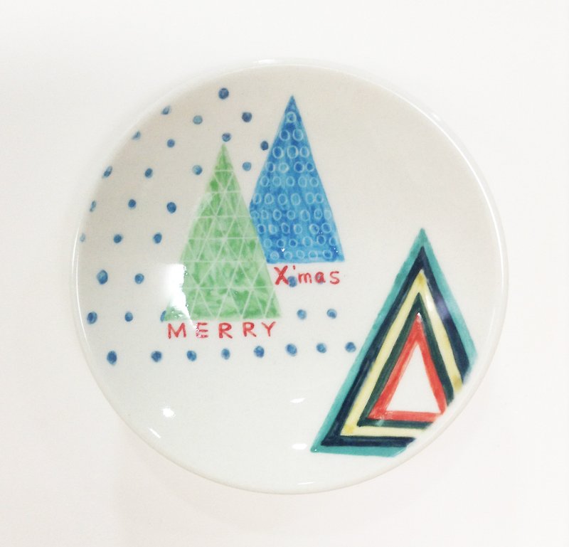 三角圣诞树 -【可定制姓名】手绘圣诞小碟 - 浅碟/小碟子 - 其他材质 绿色