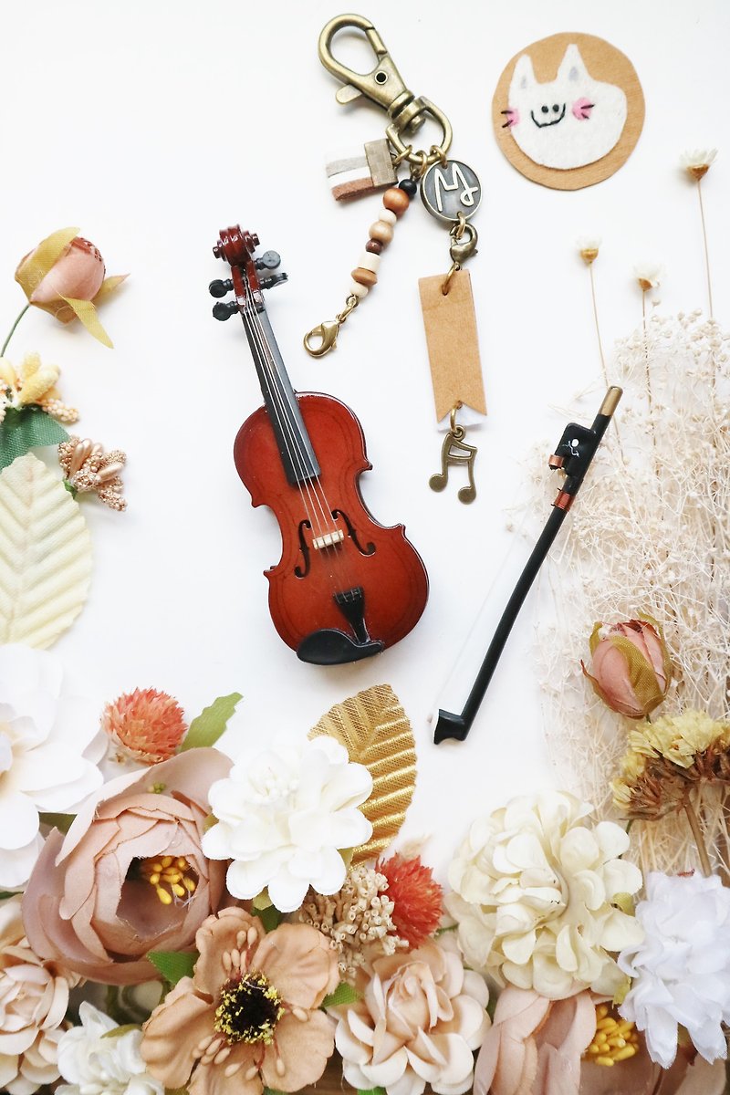 【小提琴】mini Violin 迷你仿真模型吊饰 包装配件定制 质感礼物 - 吊饰 - 木头 红色