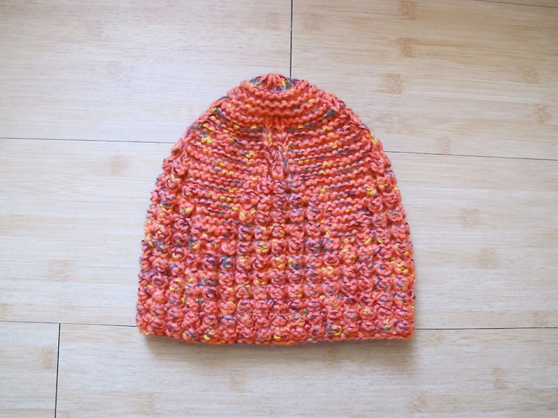 Lan 毛线帽子(粉桃橘) - 帽子 - 其他材质 橘色