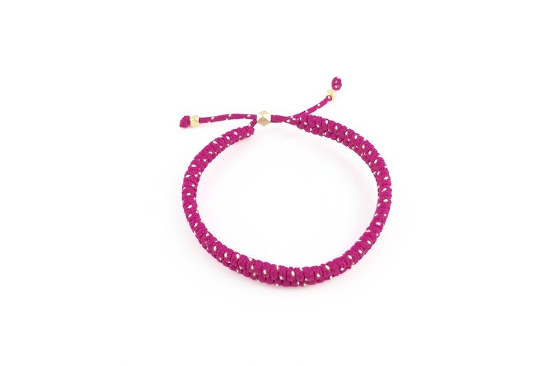 “进口细版桃红编织拉绳” - 手链/手环 - 其他材质 粉红色