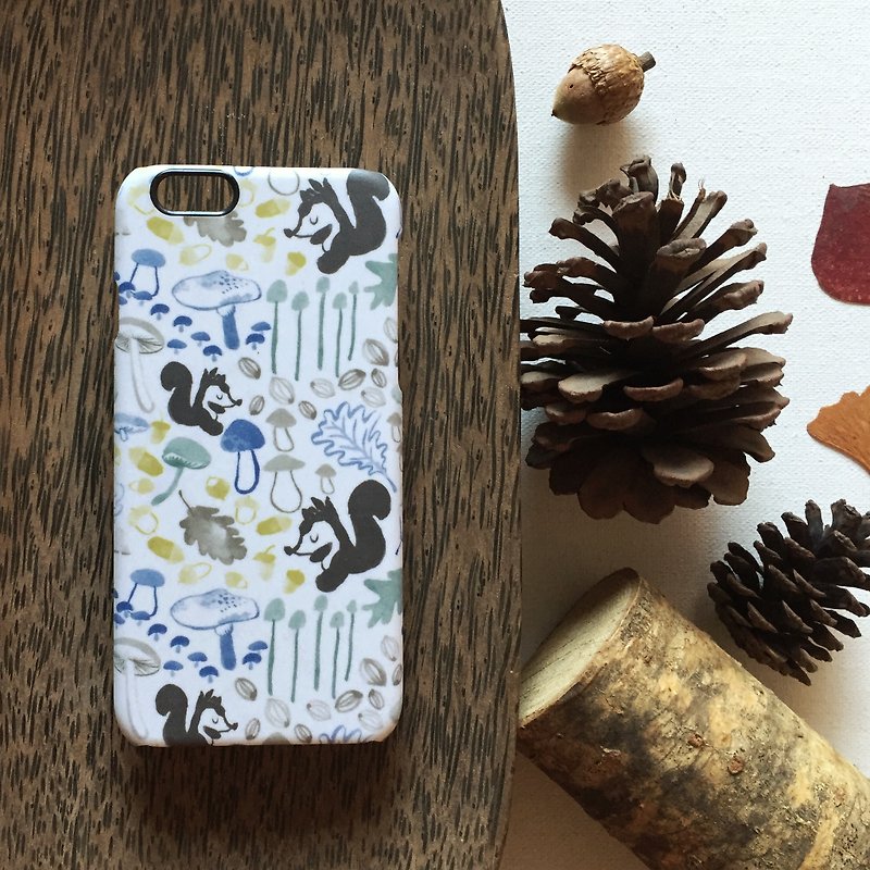 森林系女孩的松鼠手机壳 蘑菇松果橡实 可定制化手机壳 - 手机壳/手机套 - 塑料 卡其色