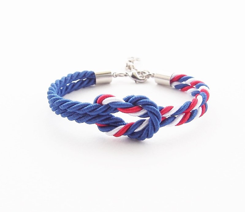 Knot rope bracelet for men and women / Admiral blue and Tri-color - 手链/手环 - 其他材质 蓝色