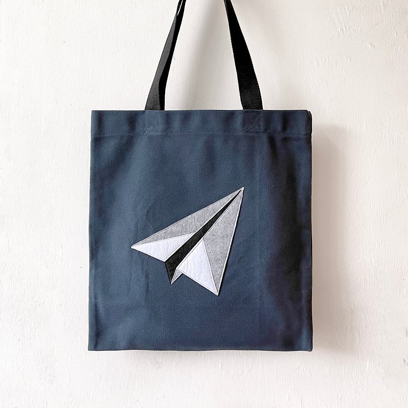折纸飞机, 厚帆布布袋, 全人手制Tote Bag - 侧背包/斜挎包 - 其他材质 蓝色