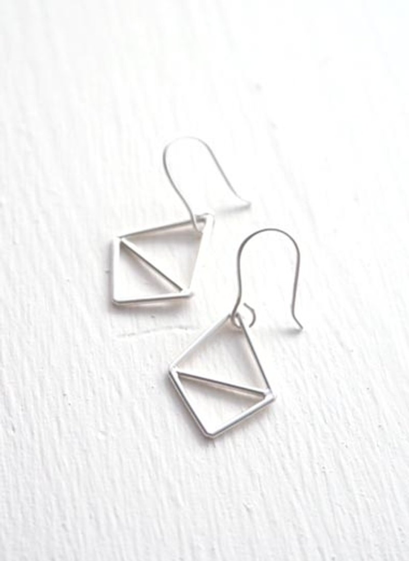 几何简约造型纯银耳环 - 耳环/耳夹 - 纯银 银色