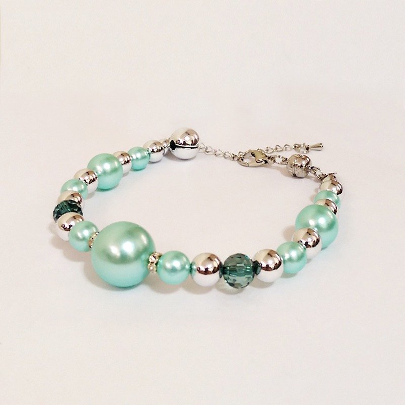 塑料 项圈/牵绳 绿色 - Ella Wang Design 珠宝珍珠项链-浅绿色 猫咪 项链 项圈