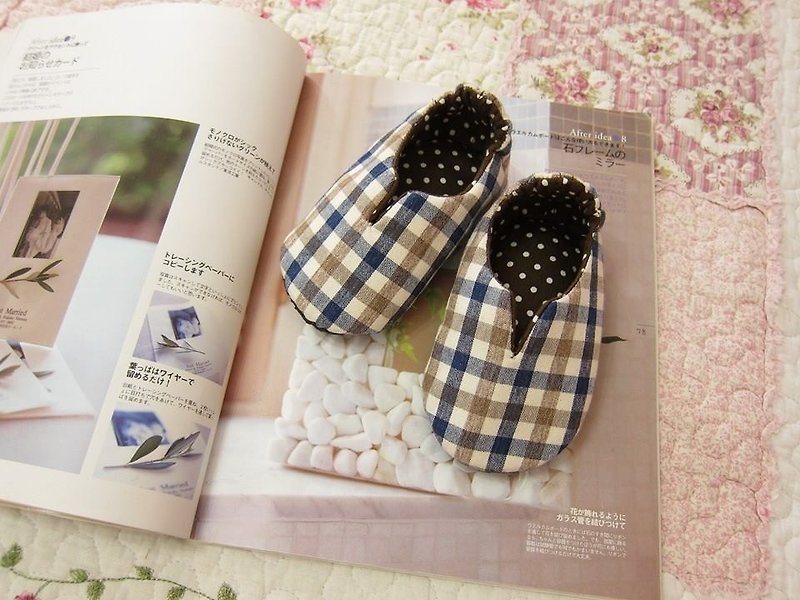 日系格纹(咖啡色)-宝宝学步鞋 - 满月礼盒 - 其他材质 咖啡色