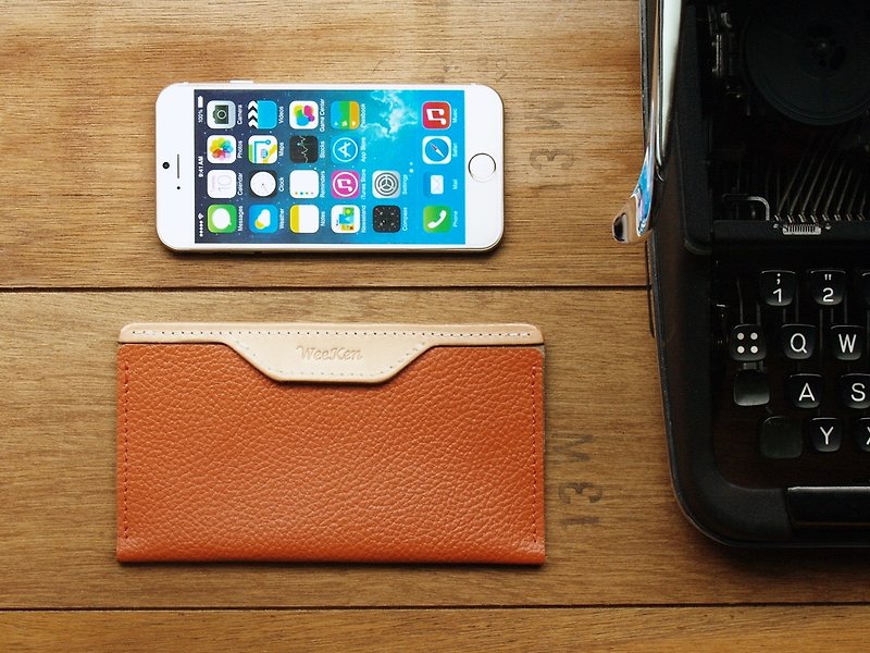 iPhone 8 - Brick Orange 手工真皮手机套 (免费刻印 / 礼物包装) - 电脑配件 - 真皮 橘色