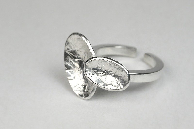 双椭圆纯银戒（可调式） - 戒指 - 其他金属 白色