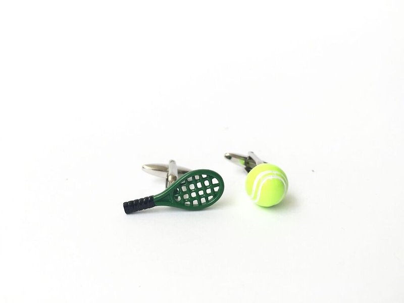 运动系列- 网球拍网球袖扣 Tennis Cuffink - 袖扣 - 其他金属 