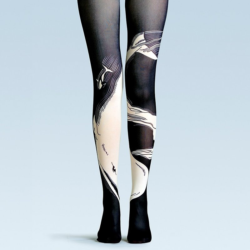 viken plan 設計師品牌 連褲襪 棉襪 創意絲襪 圖案絲襪 鲸波破浪 - 袜子 - 棉．麻 