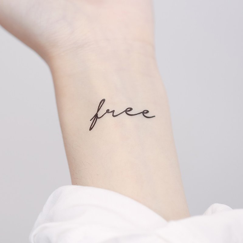 刺青纹身贴纸 / Free 自由 文字 2入 - 纹身贴 - 纸 黑色