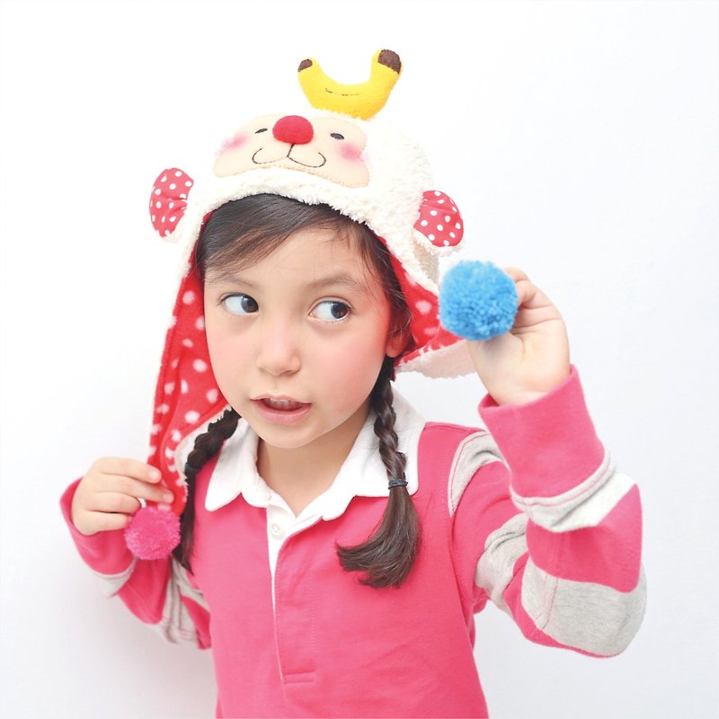 《Balloon》小童造型帽-香蕉猴 - 帽子 - 其他材质 白色