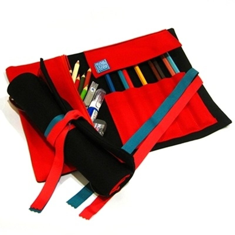 WaWu 笔卷, 卷轴式笔袋, 工具袋, 餐具袋 (黑色帆布) - 铅笔盒/笔袋 - 其他材质 黑色
