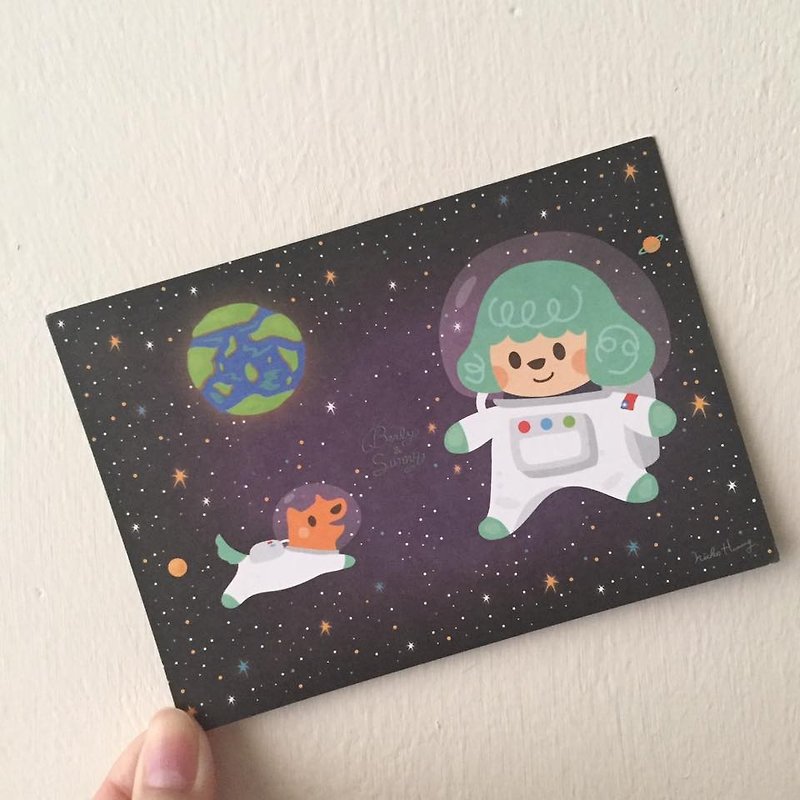 职业 太空人 星空 明信片 - 卡片/明信片 - 纸 黑色