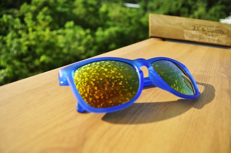 太阳眼镜│蓝色│橘色反光镜片│抗UV400│2is Clark - 墨镜 - 塑料 蓝色