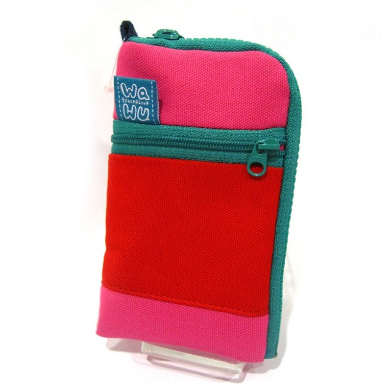 WaWu拉链手机包 一般手机尺寸 (桃红红) (附绳) 订制款* - 手机壳/手机套 - 棉．麻 粉红色