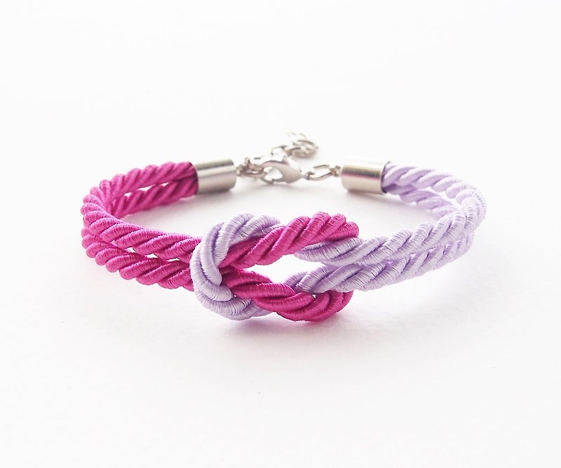 Fuchsia and Lavender rope knot bracelet - 手链/手环 - 其他材质 紫色