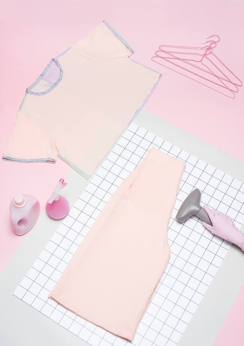 粉红七分阔脚裤(白色里布) - 女装长裤 - 其他材质 粉红色