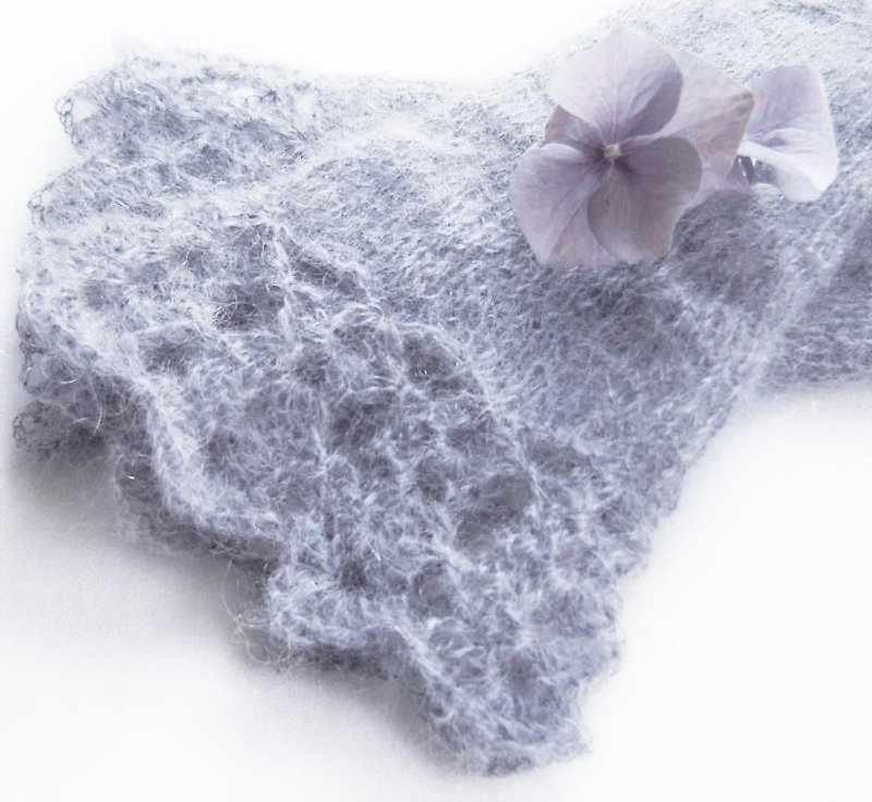 Lavender Purple Arm Warmers - Lace Fingerless Gloves - Fall Fashion Gloves - Lavender Wrist Warmers - Hand Knitted Lace Gloves Fingerless - 手套 - 其他材质 蓝色