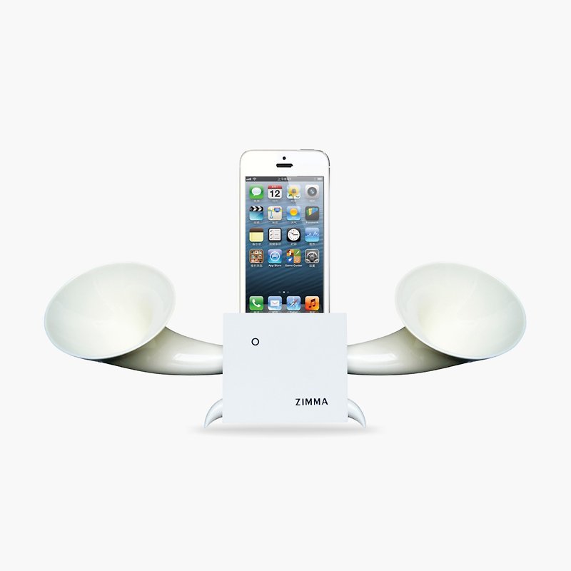 百货福利品!ZIMMA-立体双声道免提器雪白(两色)iPhone SE以下机种 - 扩音器/喇叭 - 木头 卡其色