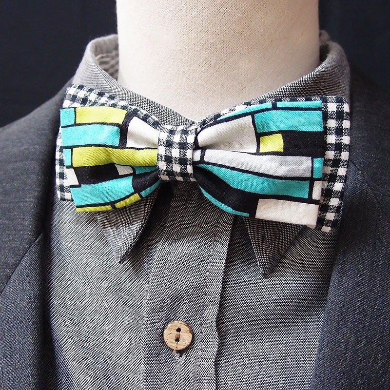趣味格子领结bowtie - 领带/领带夹 - 其他材质 绿色