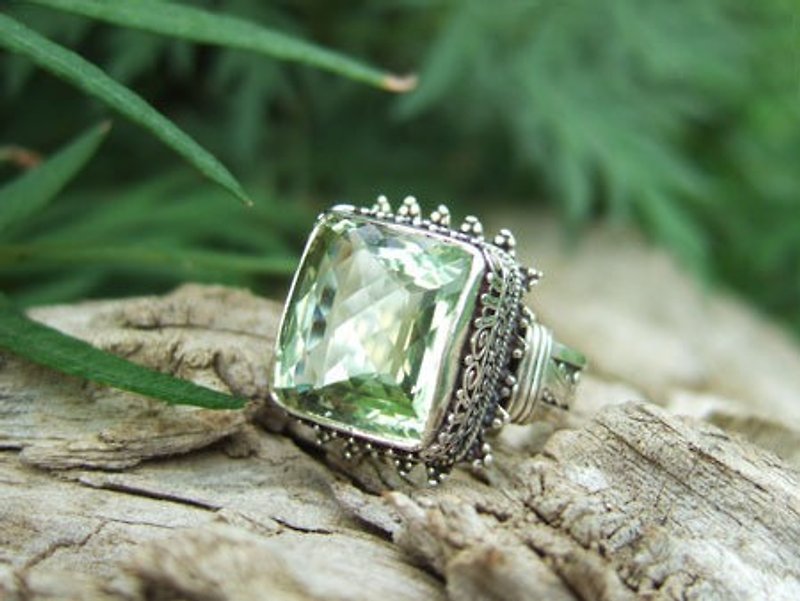 ♦My.Crystal♦在云水之间。天然绿水晶(绿堇云石)手工银戒 - 戒指 - 宝石 绿色