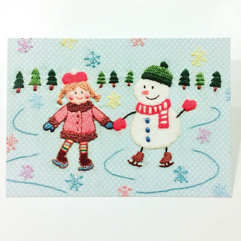 刺绣照片明信片 (Enjoy Winter!) No.11 - 卡片/明信片 - 纸 多色