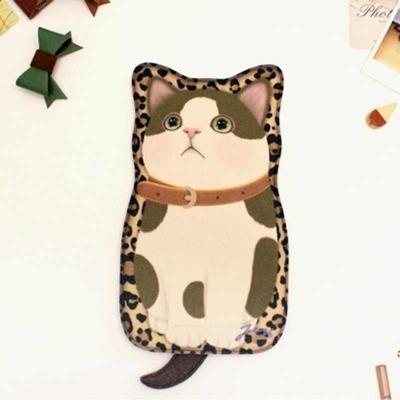 Jetoy,甜蜜猫娃娃造型万用包_Leopard cookie J1404102 - 化妆包/杂物包 - 棉．麻 咖啡色