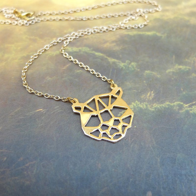 Geometric Tiger Necklace, Animal Necklace, Gift for him, Gold Plated Brass - 项链 - 铜/黄铜 金色