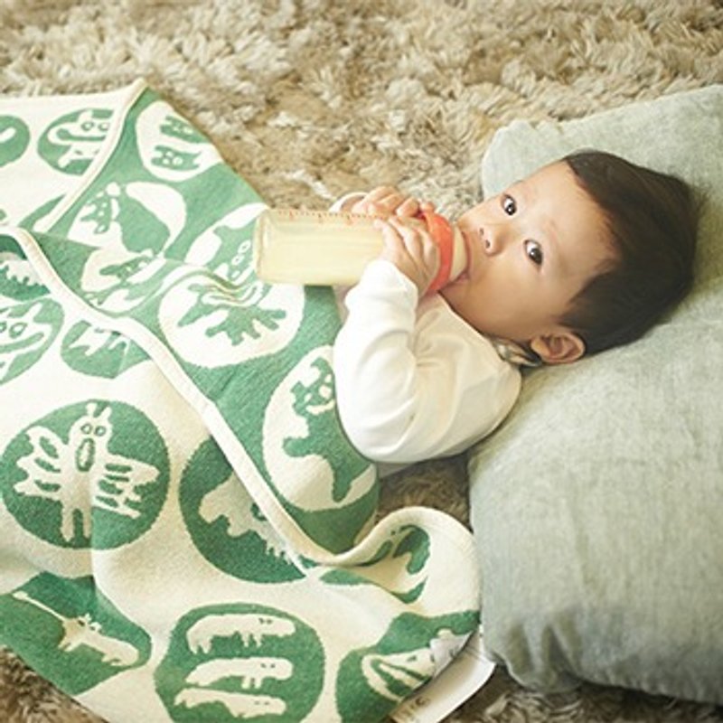 【弥月礼】瑞典Klippan有机棉暖暖毯--小怪物 (青草绿) - 被子/毛毯 - 棉．麻 绿色