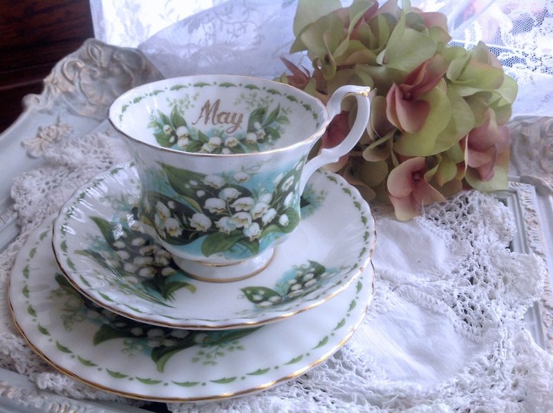 英国骨瓷皇家阿尔巴特Royal Albert月份杯五月香铃兰花茶杯咖啡杯 - 咖啡杯/马克杯 - 其他材质 绿色