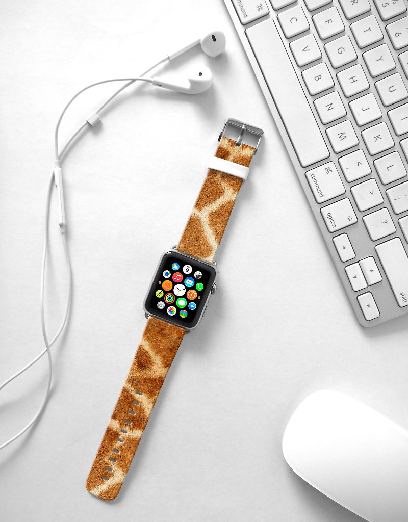 Apple Watch Series 1 , Series 2, Series 3 - Apple Watch 真皮手表带，适用于Apple Watch 及 Apple Watch Sport - Freshion 香港原创设计师品牌 - 长颈鹿图案 - 表带 - 真皮 